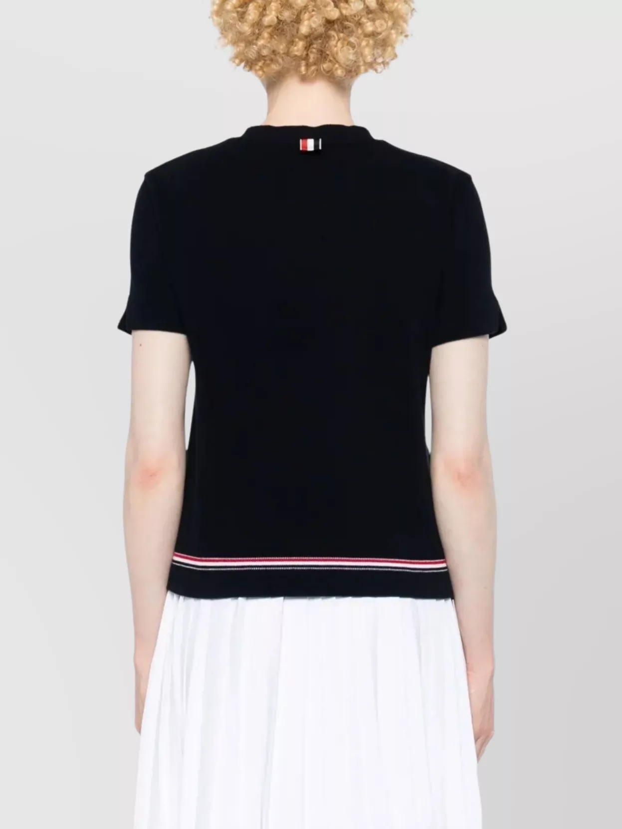 Thom Browne Short Sleeve T-Shirt Cotton Pique Stripe