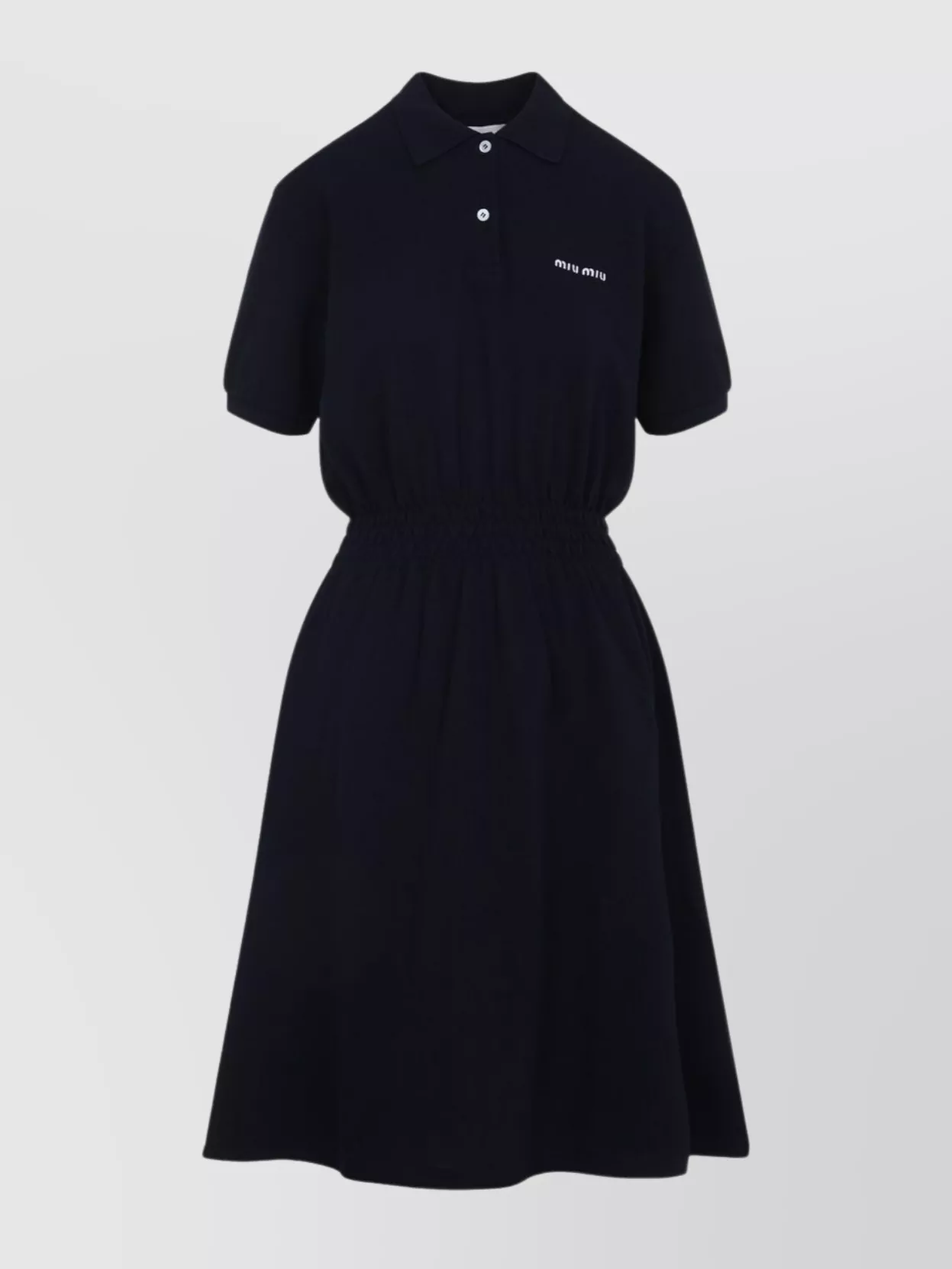 Miu Miu Mini Dress With Elastic Waist And Flared Skirt