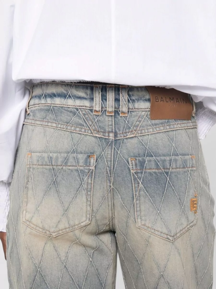 Balmain High-Rise Straight-Leg Denim Jeans