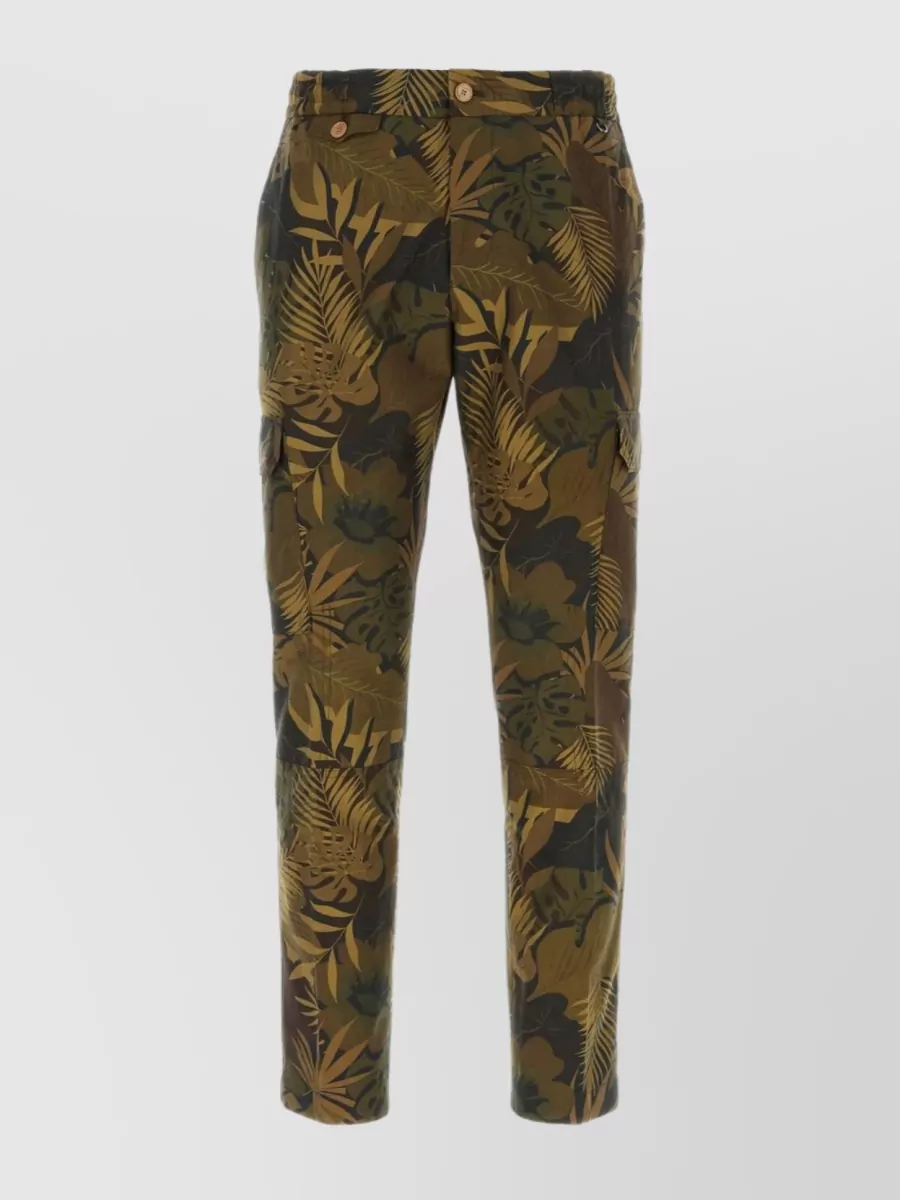 Shop Etro Jungle Cotton Camo Tapered Pant In Brown
