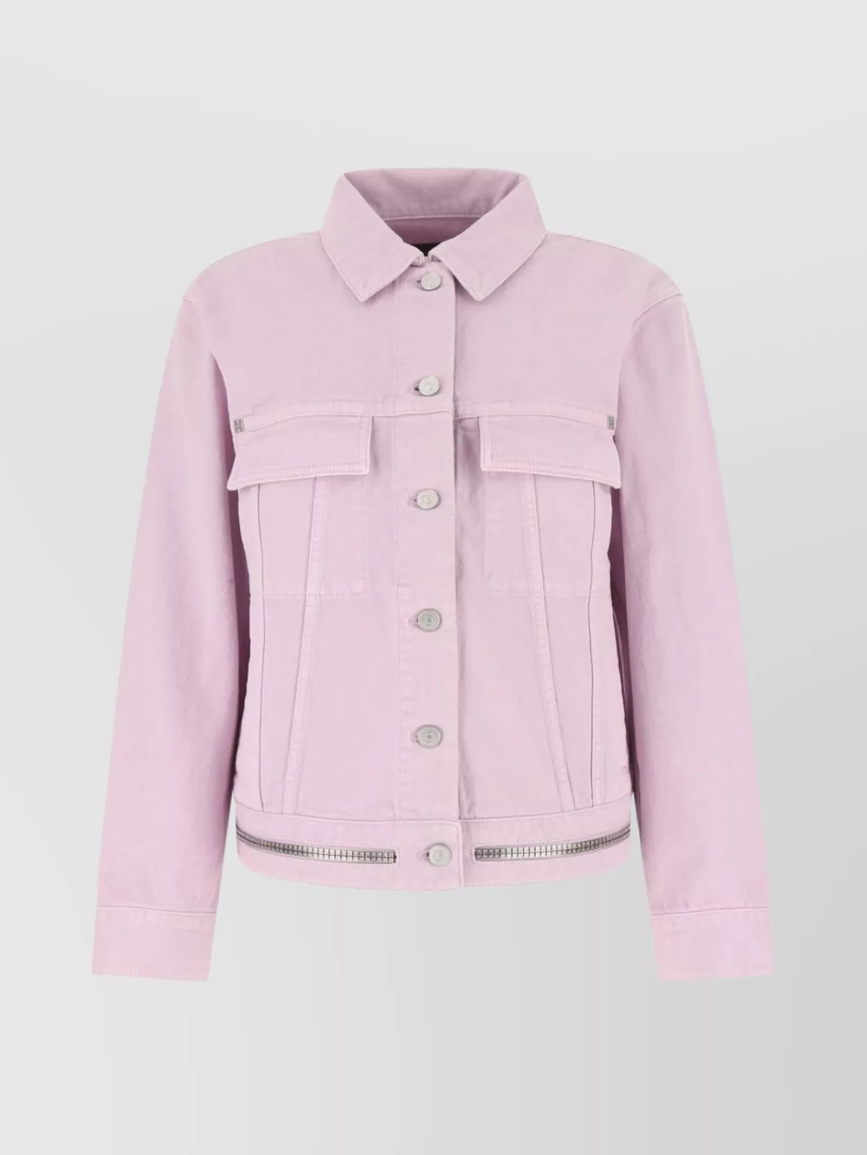 Shop Givenchy Cropped Hemline Denim Jacket With Chest Pockets