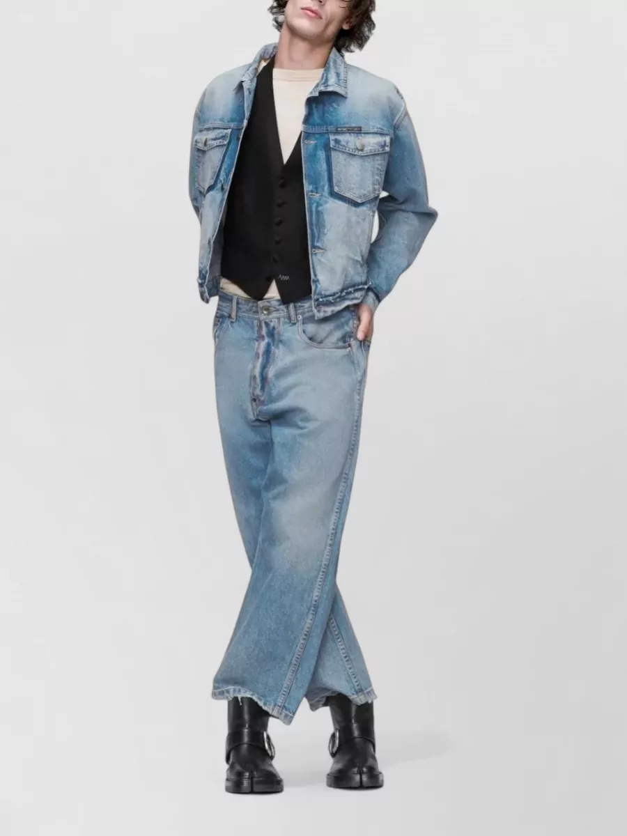Maison Margiela Denim Jacket Chest Pockets Faded Wash