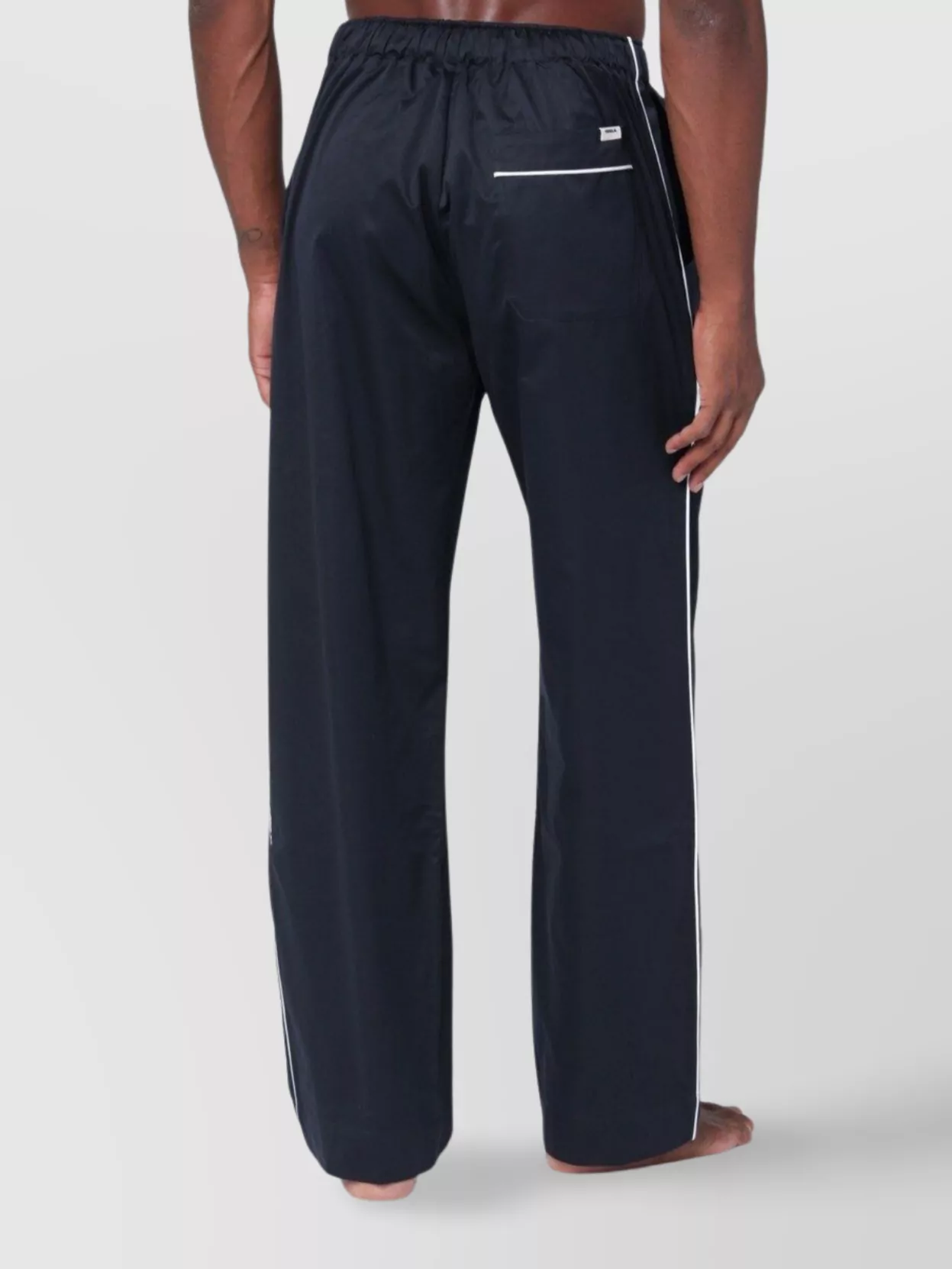 Tekla Striped Trousers With Back Pocket And Elastic Waistband In Blue