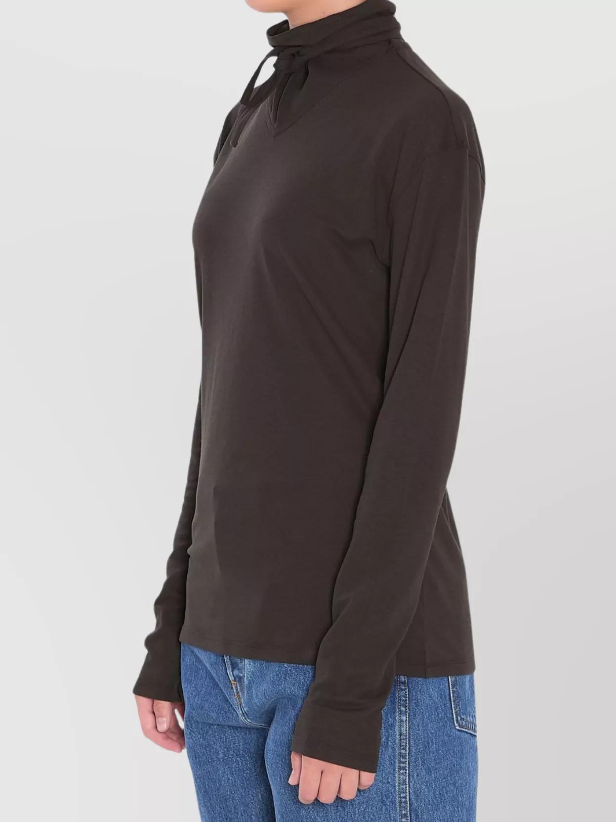 Lemaire Long Sleeve Foulard Top In Brown