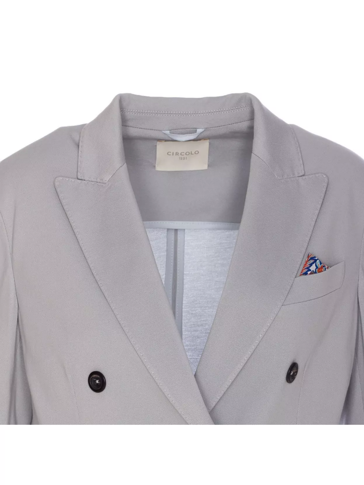 Circolo 1901 Structured Double-breasted Jacket With V-neck In Gray