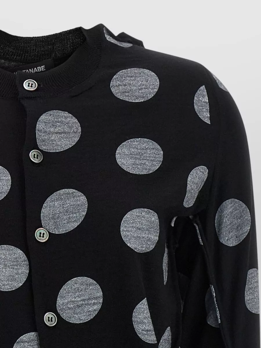Junya Watanabe Asymmetric Polka-Dot Wool Long-Sleeve Cardigan