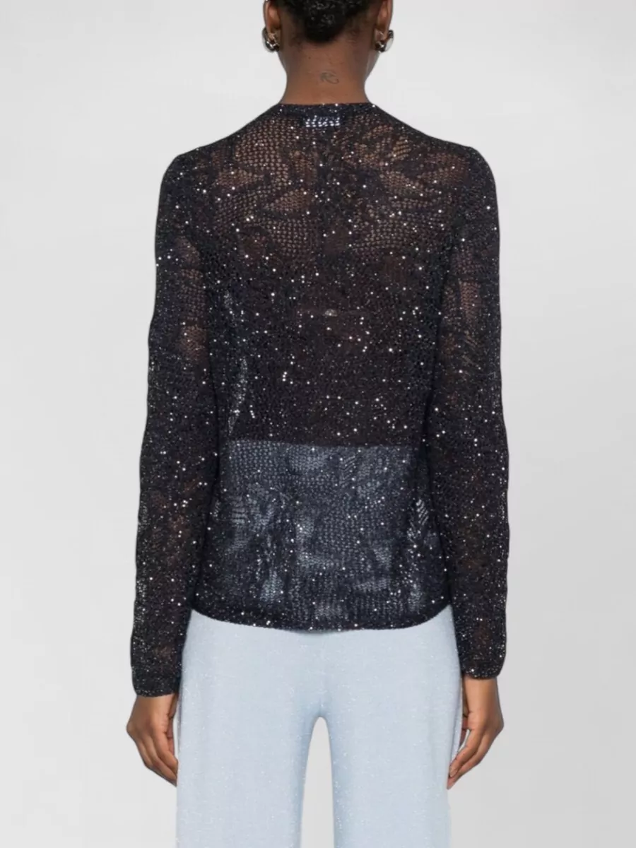 Fabiana Filippi Sequin-Embellished Open-Knit Long-Sleeve Cardigan