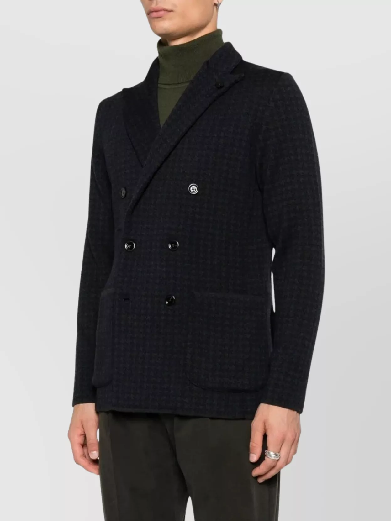 Lardini Men's Houndstooth Double-Breasted Jacket