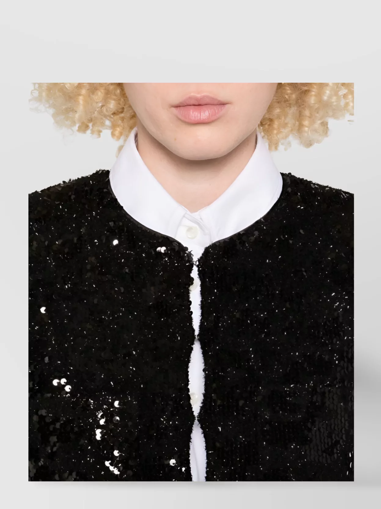 Iro Sequin Embellished Cropped Length Round Neck Jacket