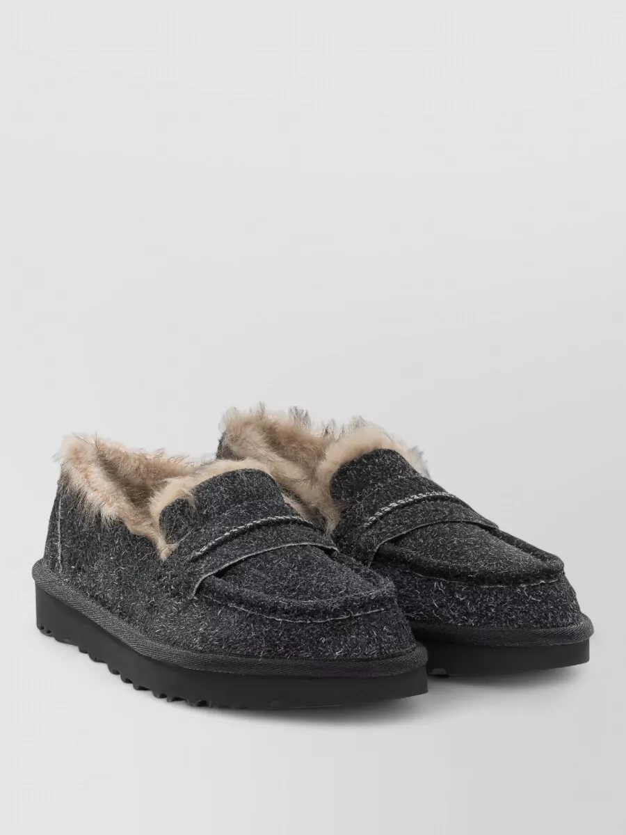 Ugg Loafers Slippers Round Toe Textured Fabric Rubber In Multi