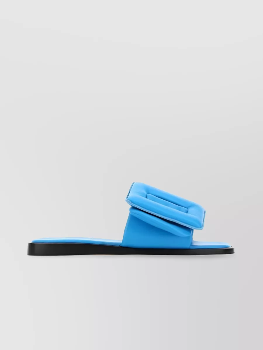 Shop Boyy Leather Sandals With Decorative Buckle Detail In Blue