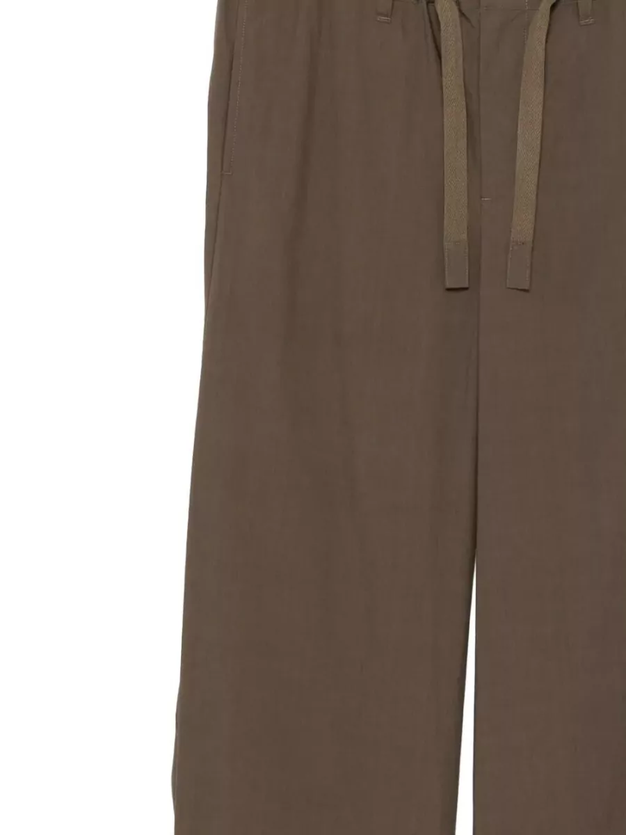 Sacai Cotton Wide Leg Cropped Trousers Elastic Waistband