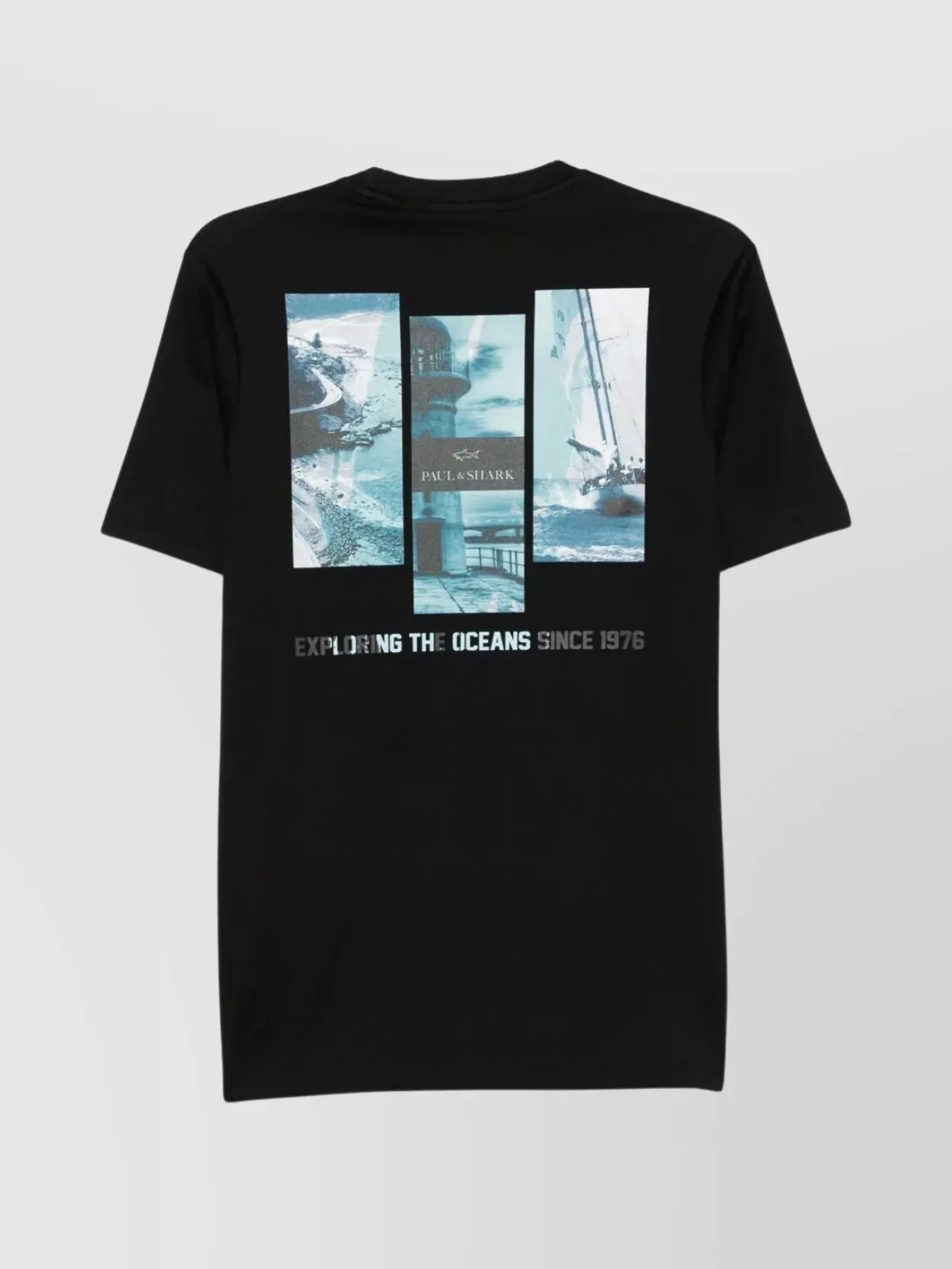 Paul & Shark Graphic Print Crew Neck Short Sleeves T-shirt In Black