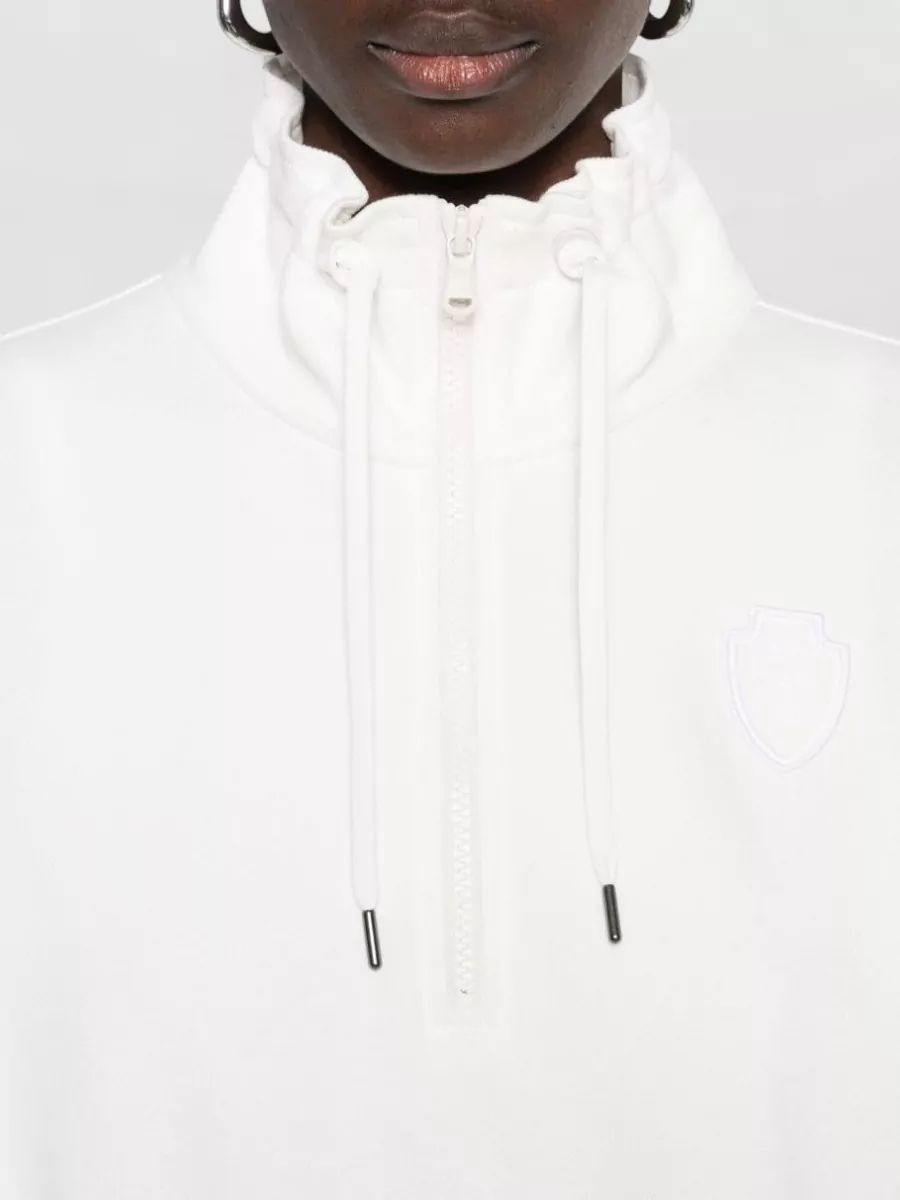 Brunello Cucinelli Cotton Half Zip Logo Patch Sweatshirt