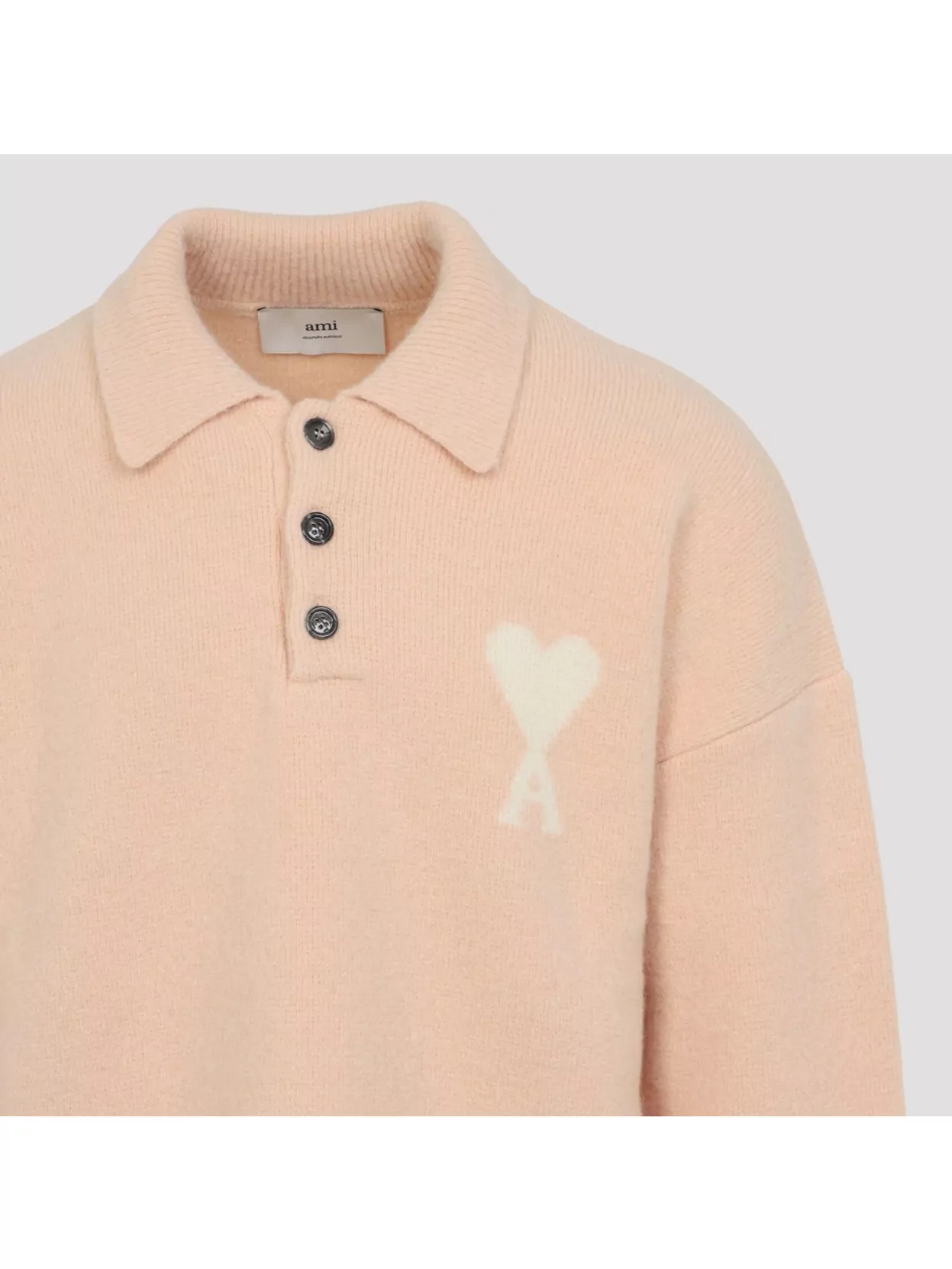 Ami Paris Ribbed Cuff And Hem Polo Sweater