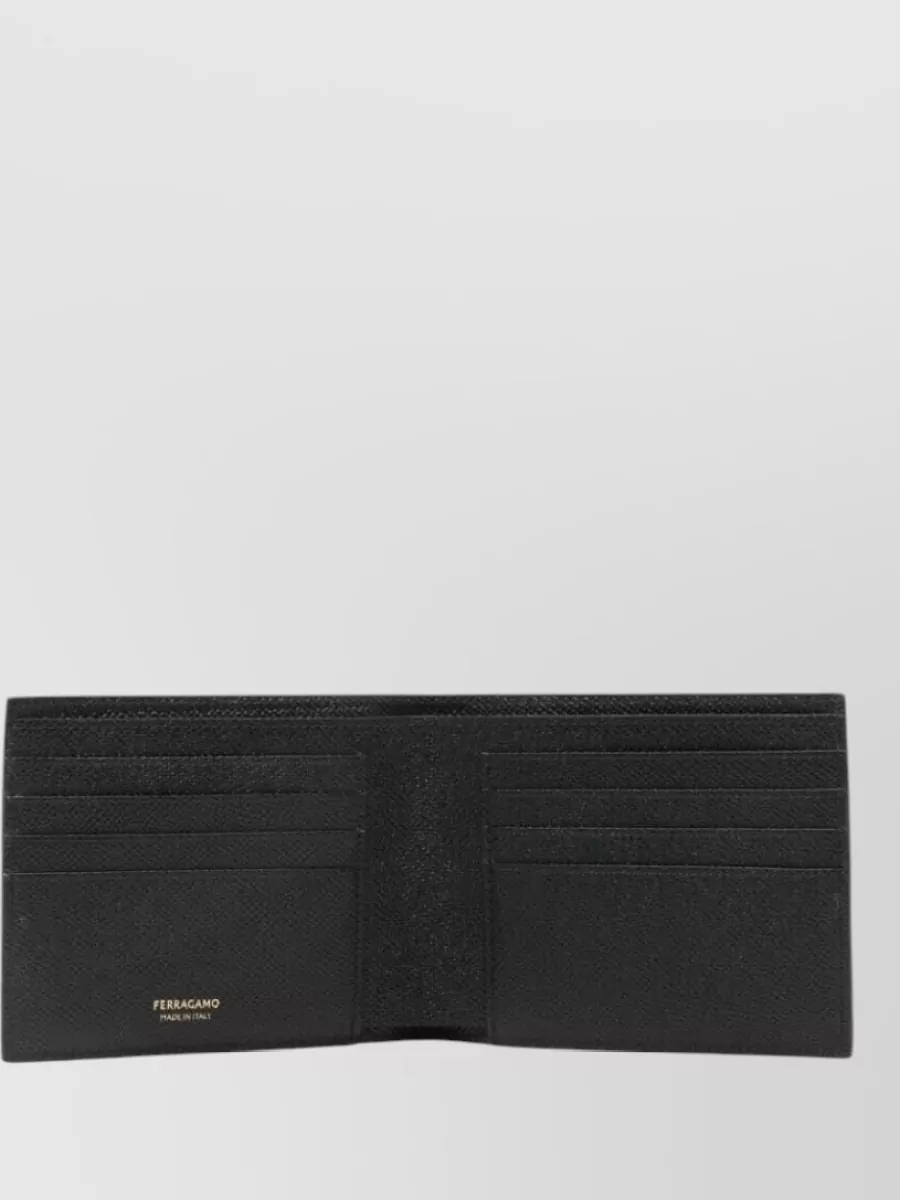 Ferragamo Gancini Textured Bi Fold Vertical Wallet