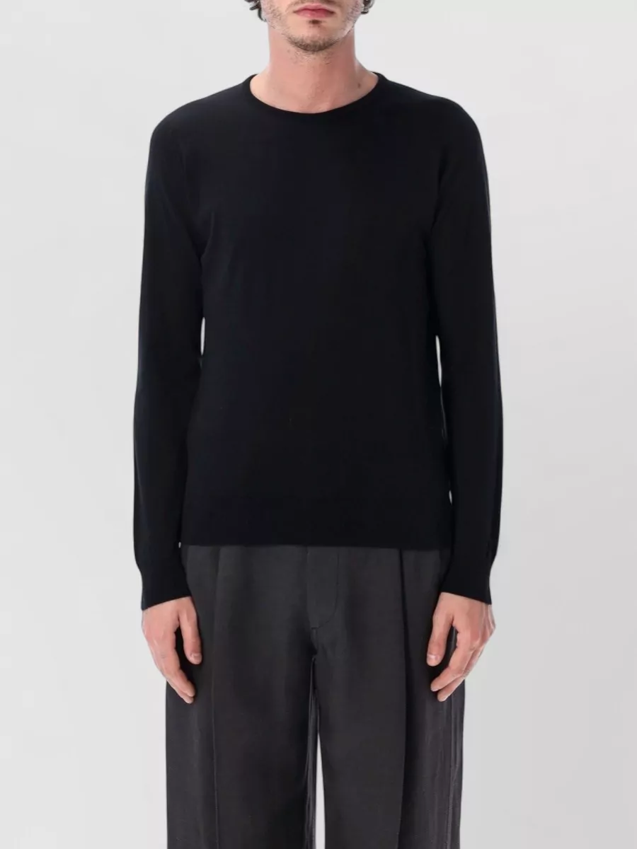 John Smedley Cotton Fine-Knit Crew-Neck Long-Sleeve Sweater