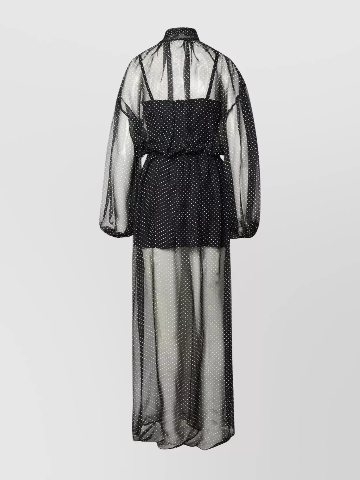 Shop Dolce & Gabbana Silk Dress With Bishop Sleeves And Polka Dot Pattern