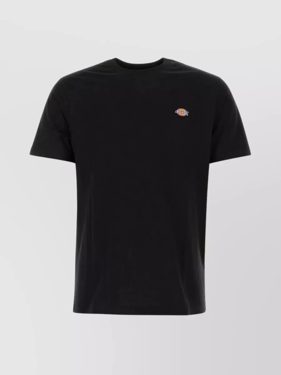 Shop Dickies Ribbed Crew-neck Cotton T-shirt With Short Sleeves In Black