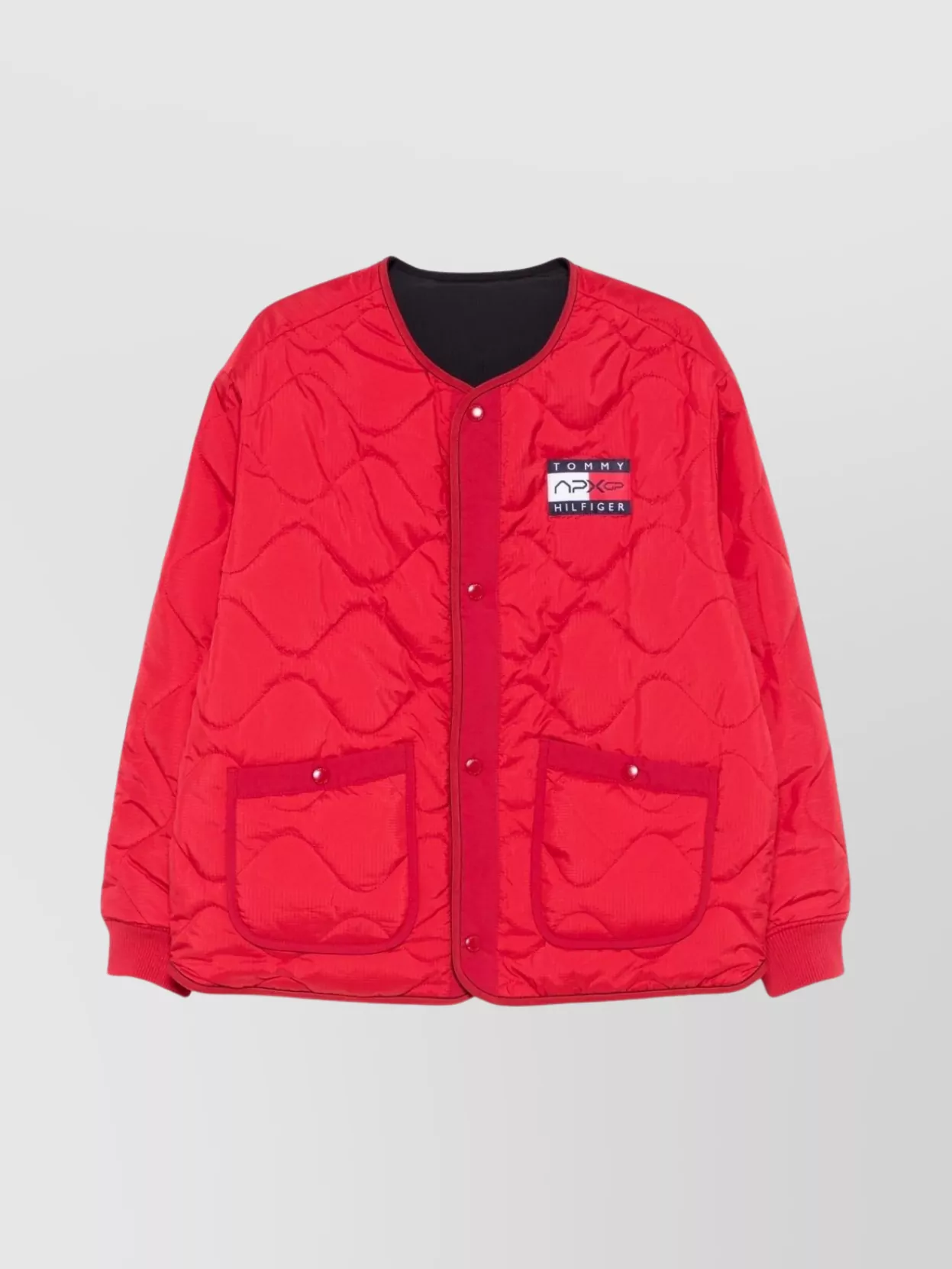 Tommy Hilfiger Quilted Front Pockets Ribbed Cuffs Sweatshirt In Red