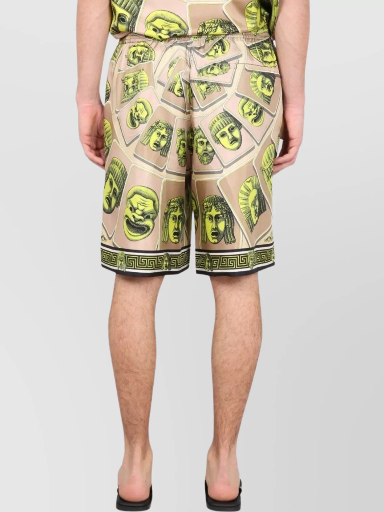 Versace Twill Silk Shorts Masks Print Detail