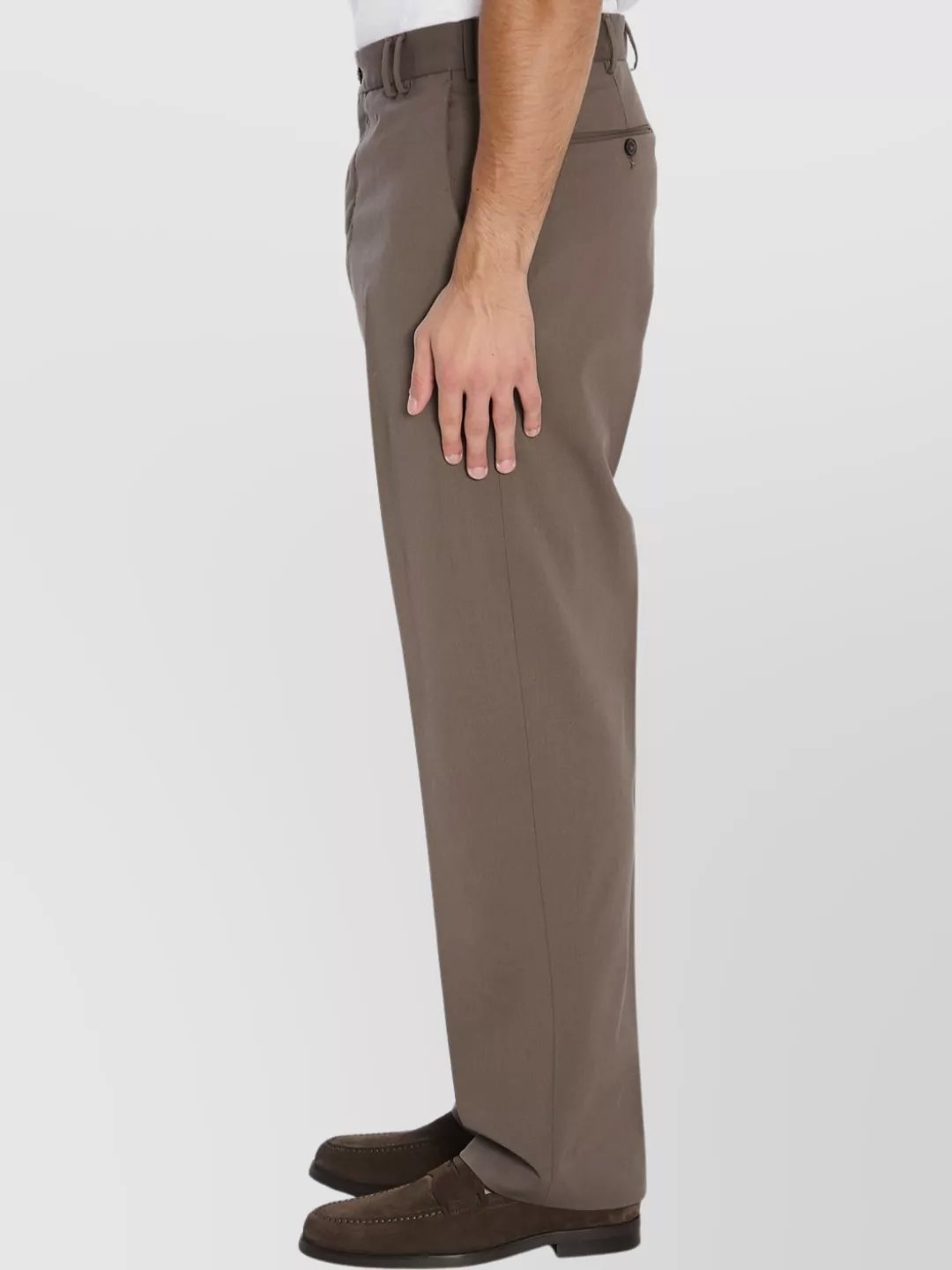 Pt Torino Wool Trousers Mid-rise Waist In Brown