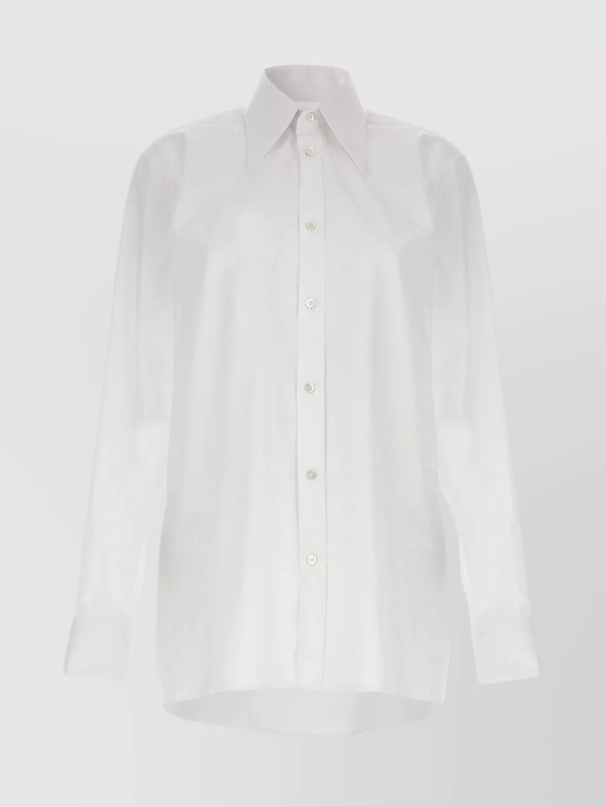Maison Margiela Long Shirt With Pointed Collar And Buttoned Cuffs In White