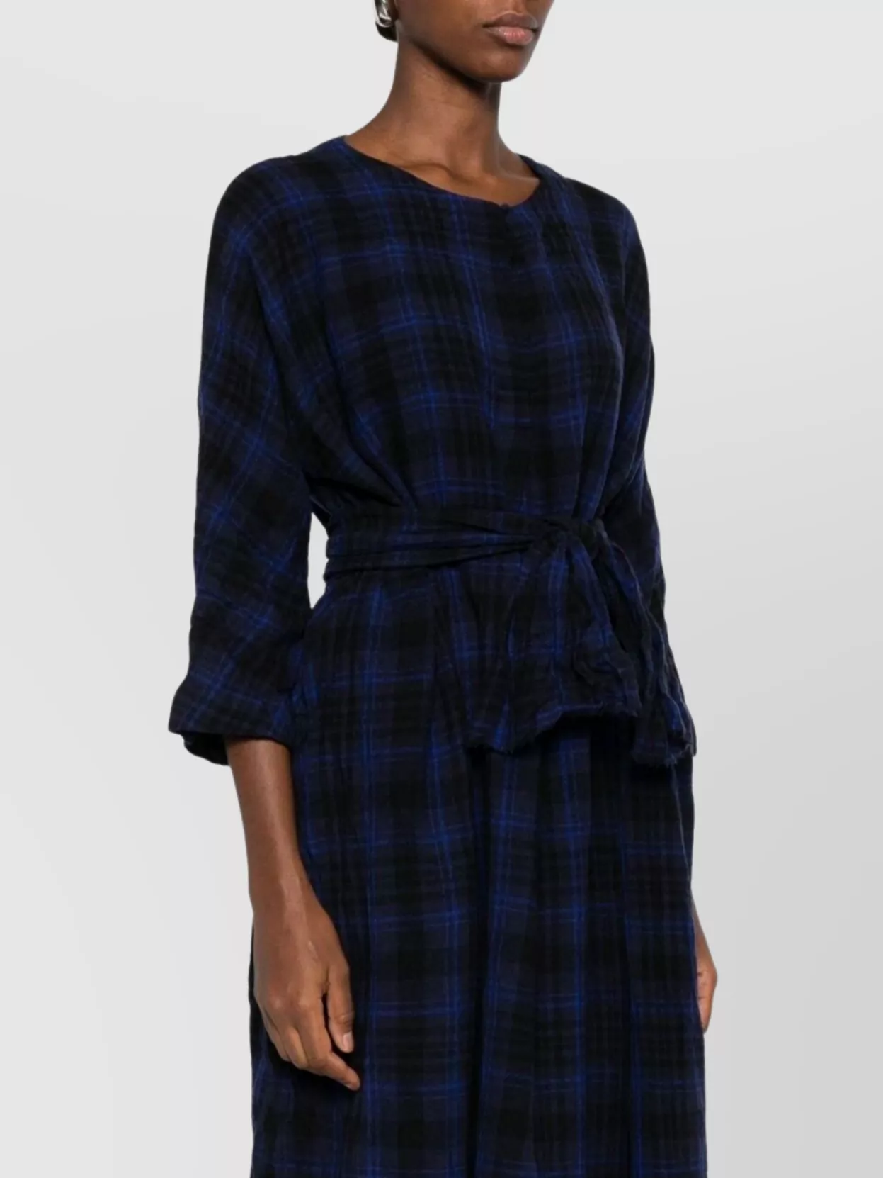 Daniela Gregis Midi Dress With Checked Pattern And Belted Waist
