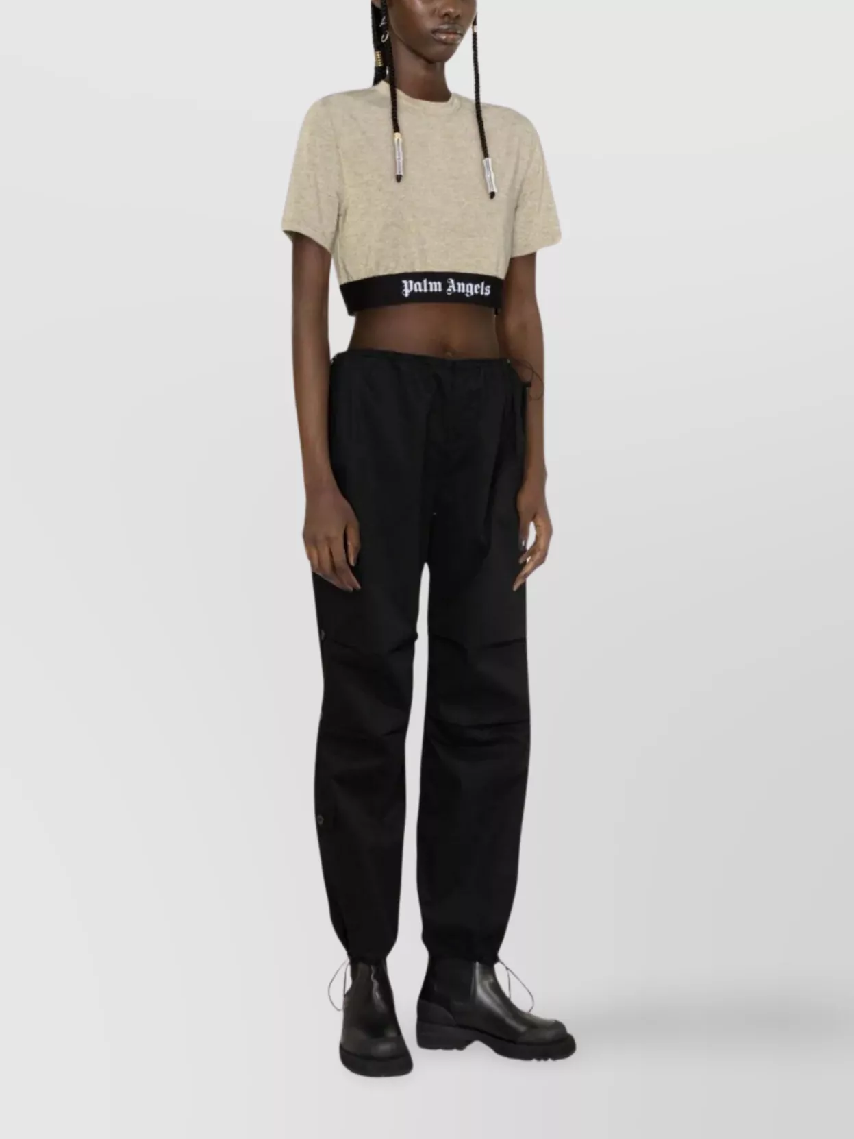 Palm Angels Textured Crewneck Crop T-Shirt
