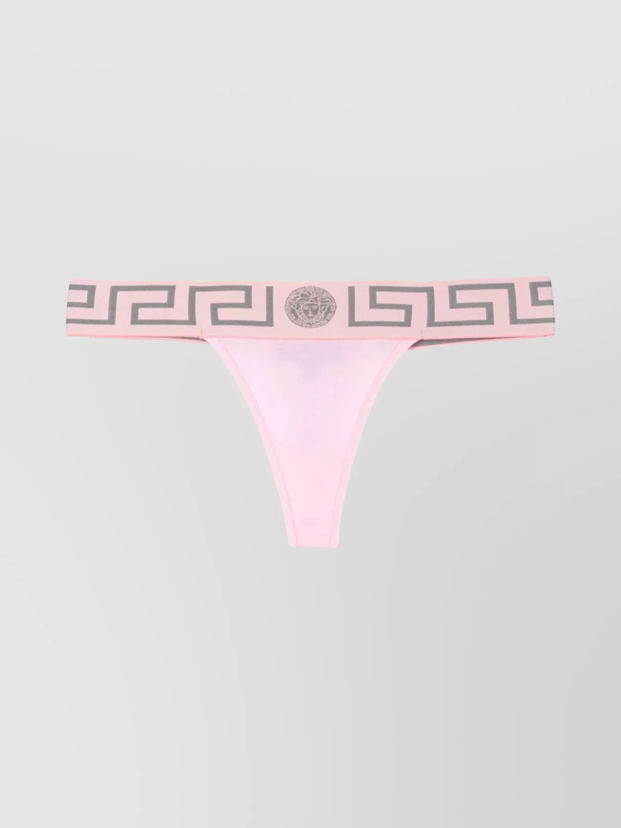Versace Border Thong With Contrast Trim And Elastic Waistband In Pink