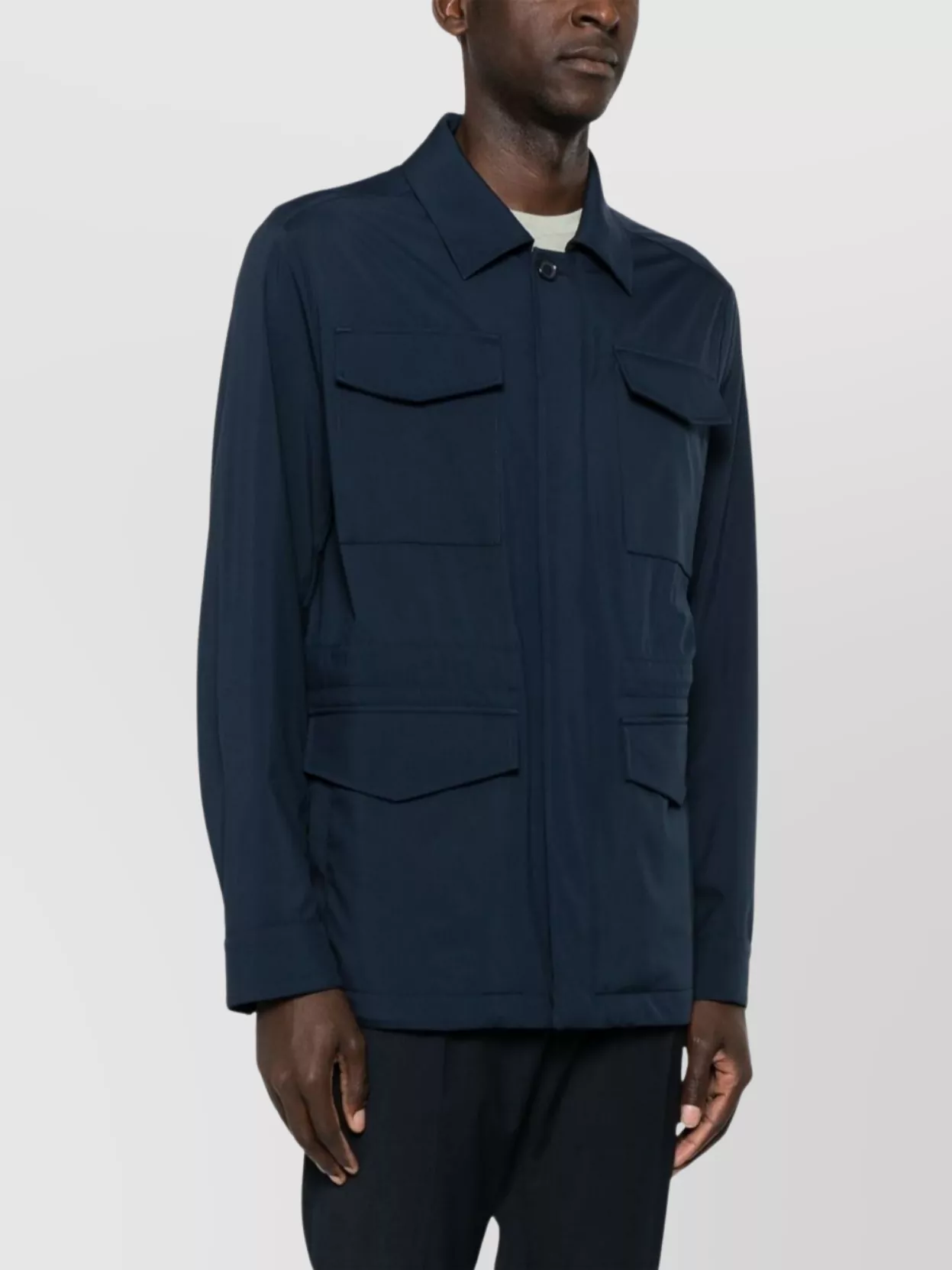 Paul & Shark Navy Blue Jacket With Concealed Fastening And Flap Pockets