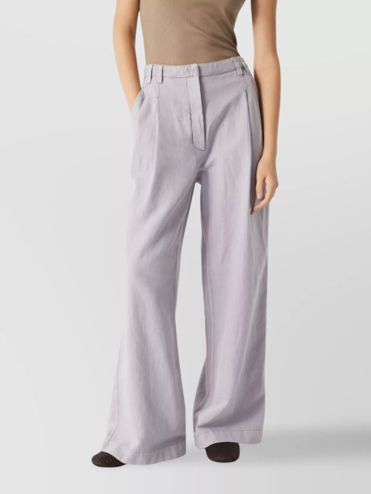 Brunello Cucinelli Wide Cotton Trousers Belt Loops