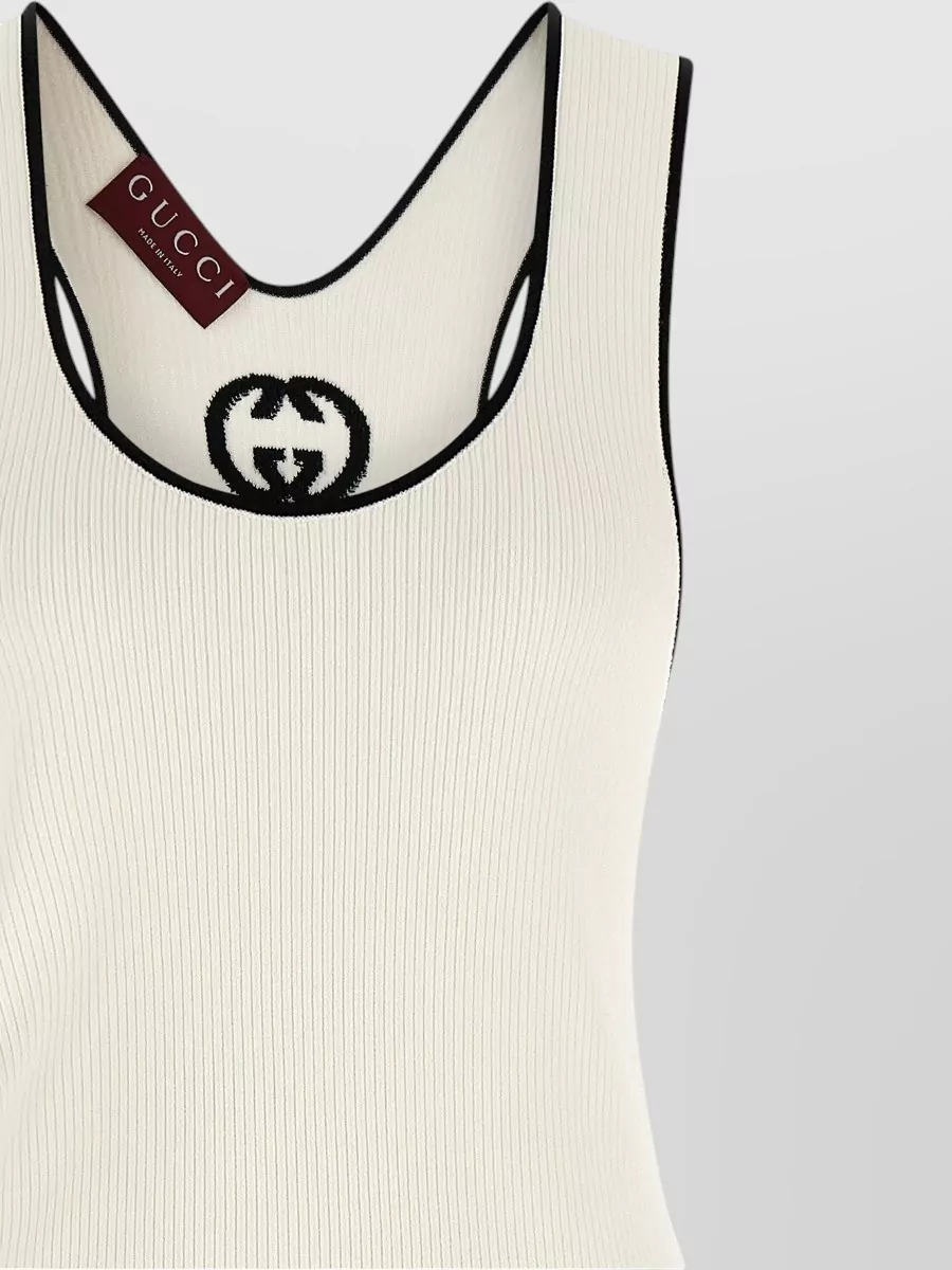 Gucci Doppia G Sleeveless Knit Dress Contrast Trim