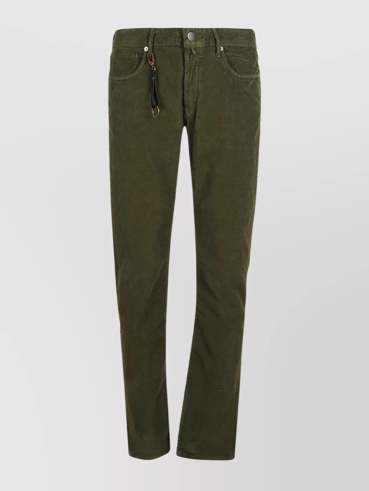 Incotex 5pockets Leather Detail Trousers In Green