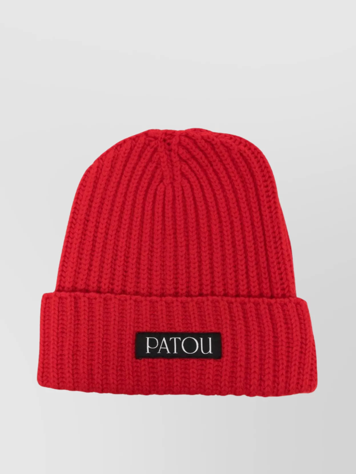 Shop Patou Ribbed Knit Turn-up Brim Hat In Red