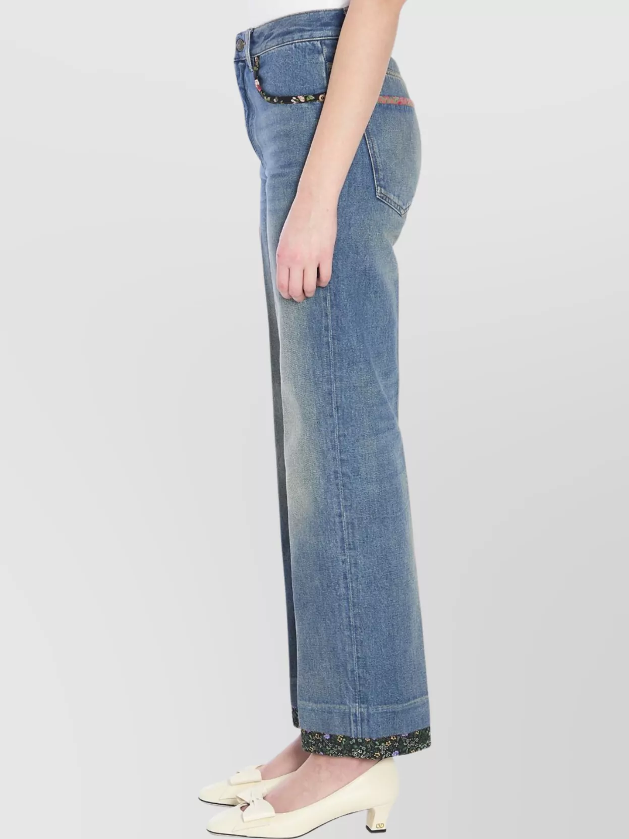 Valentino Garavani Floral Print Straight Leg Jeans