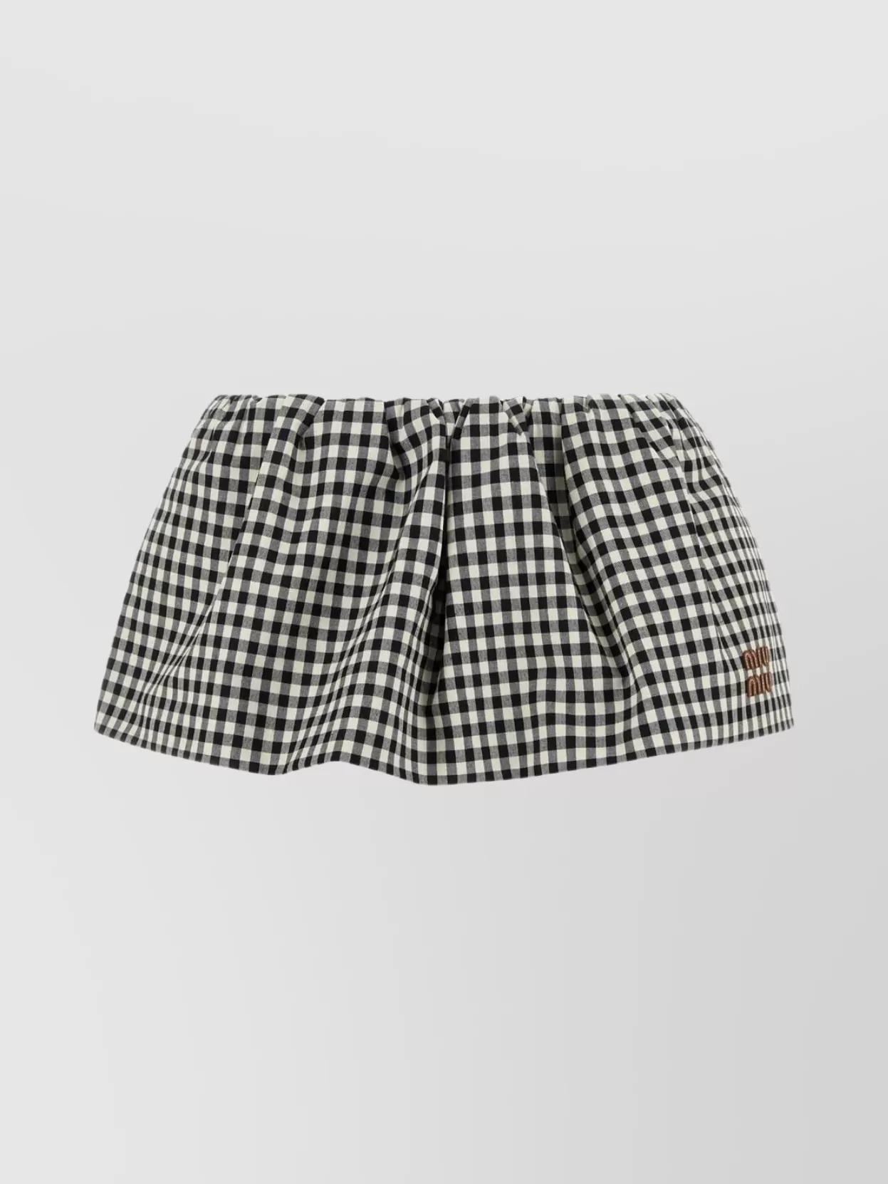 Miu Miu Mini Skirt With Embroidered Cotton Checkered Pattern