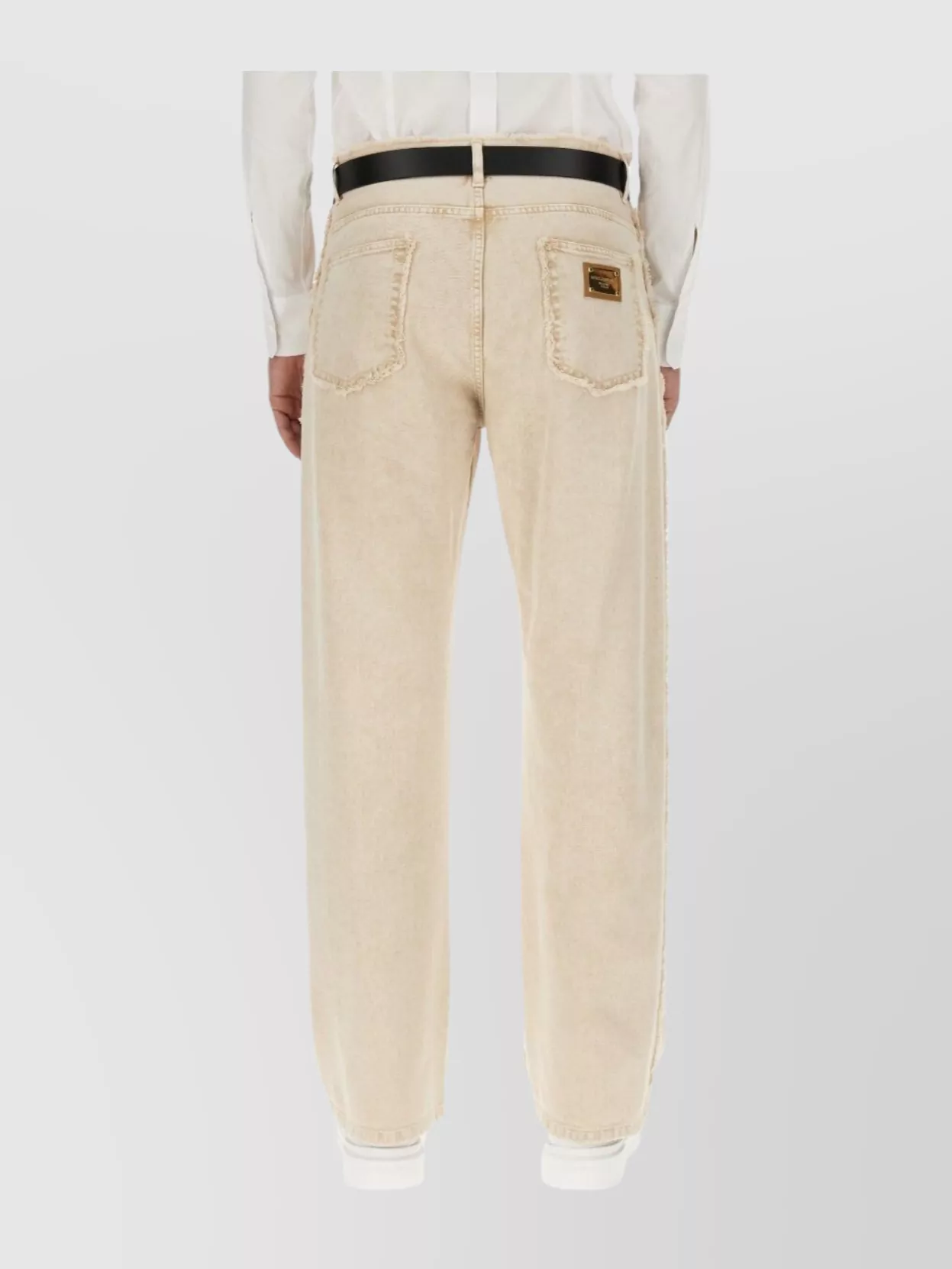 Dolce&Gabbana Denim Trousers With Belt Loops And Frayed Edges