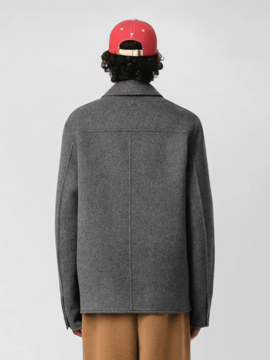 Ami Paris Cashmere Wool Single-Breasted Coat