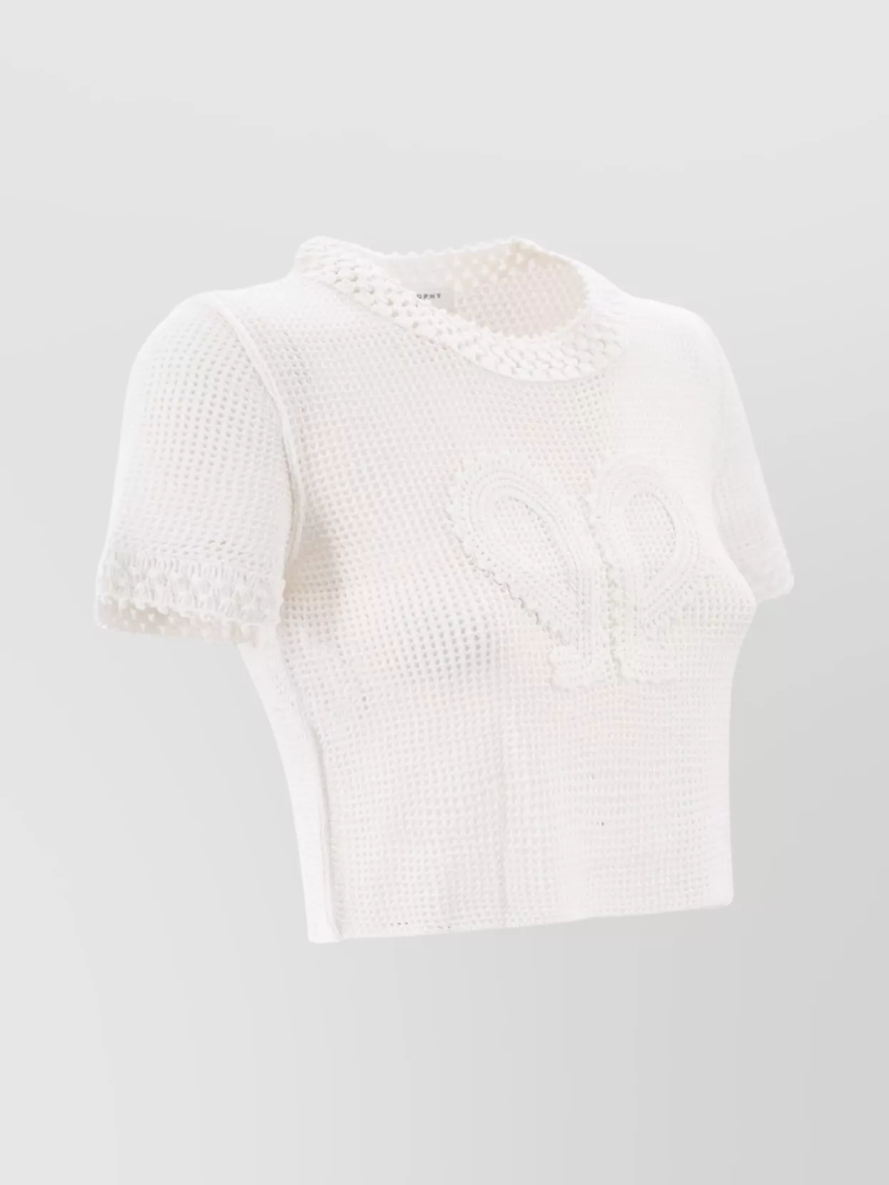 Shop Philosophy Di Lorenzo Serafini Crochet Mesh Crop Sweater With Scalloped Hem