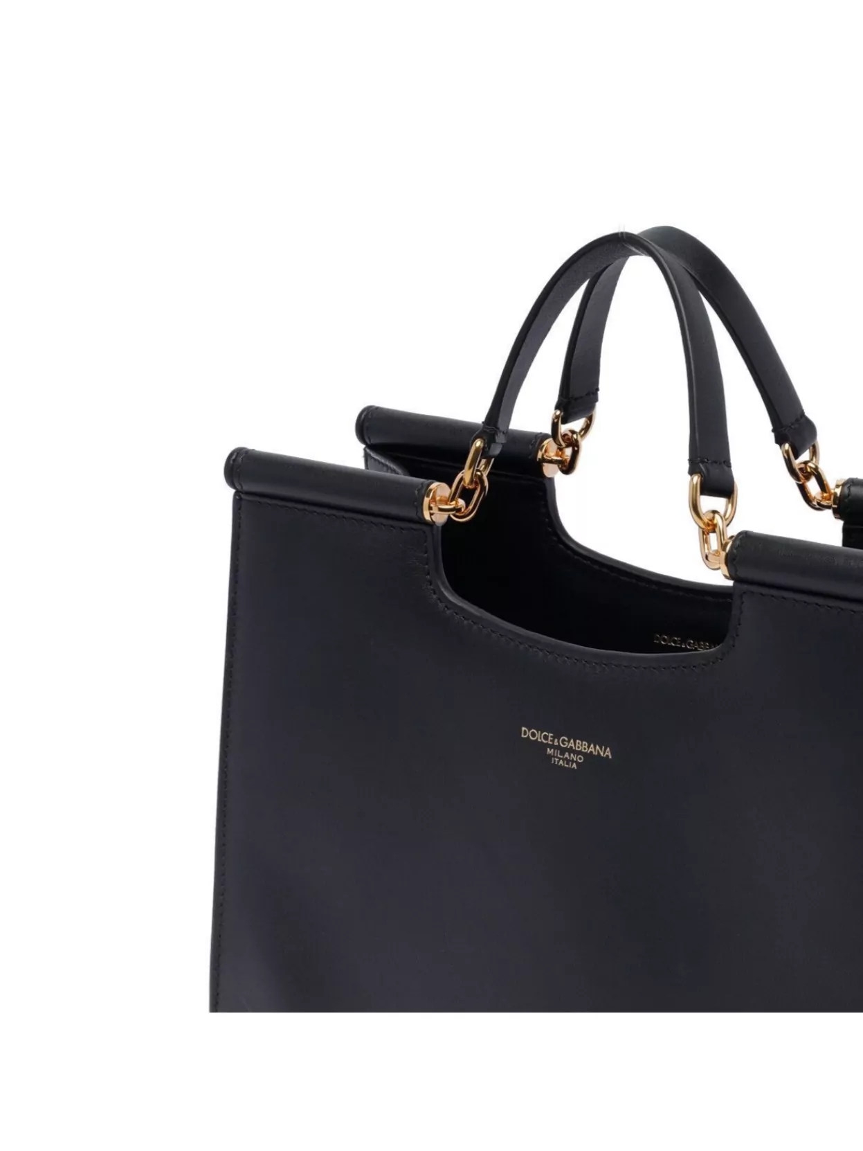 Dolce & Gabbana Black Calfskin Tote Bag With Adjustable Shoulder Strap