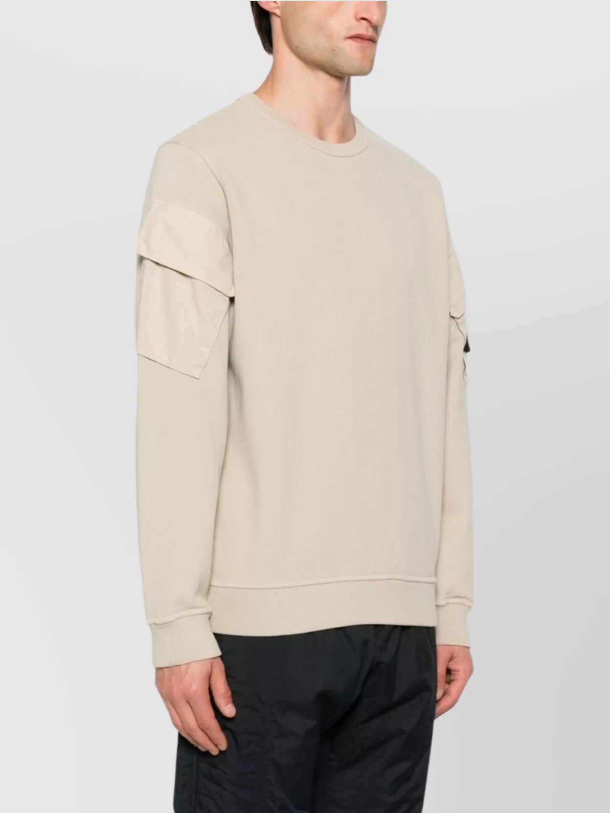 Stone Island Arm Patch Crewneck Pocket Sweatshirt