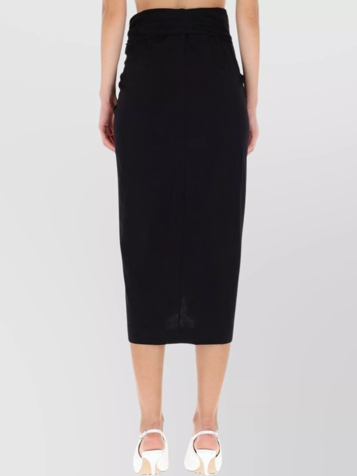 Dries Van Noten Draped Midi Skirt Knot Detail In White