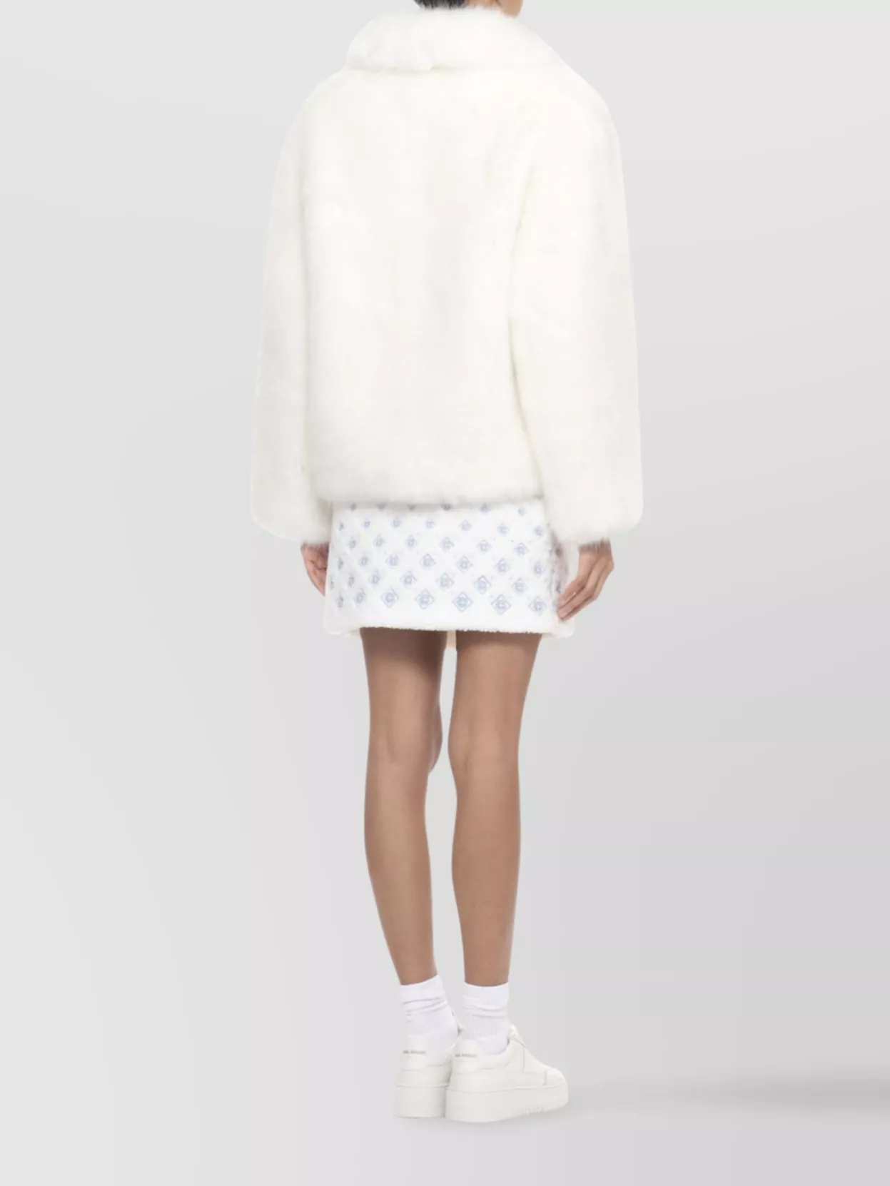 Casablanca Faux Fur Lapel Collar Long Sleeve Coat In Multi