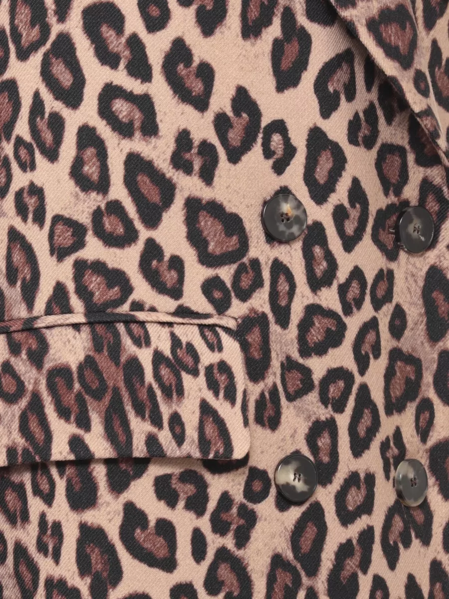 Alberto Biani Virgin Wool Animal Print Long Coat