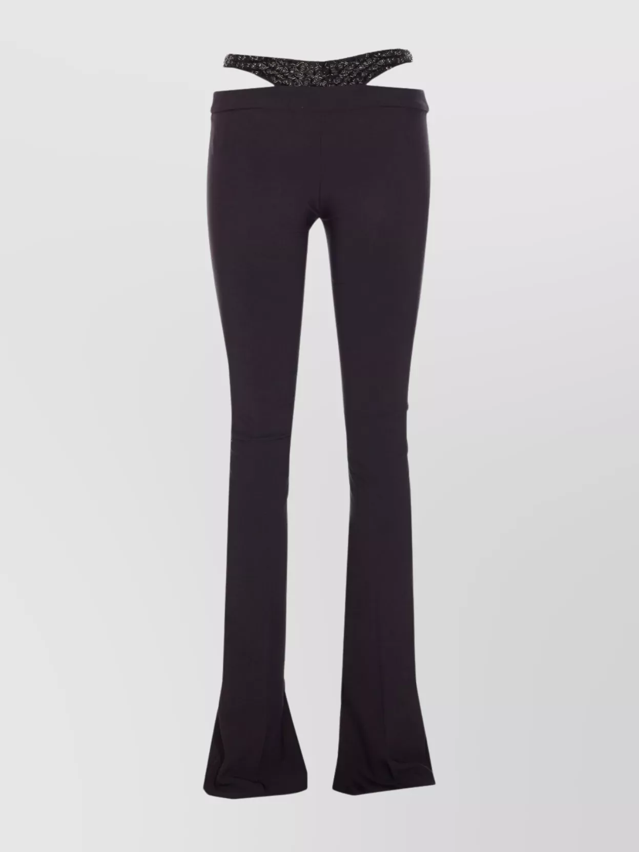 Elisabetta Franchi Flared Hem Pants Featuring Sequin Embellishments In Black