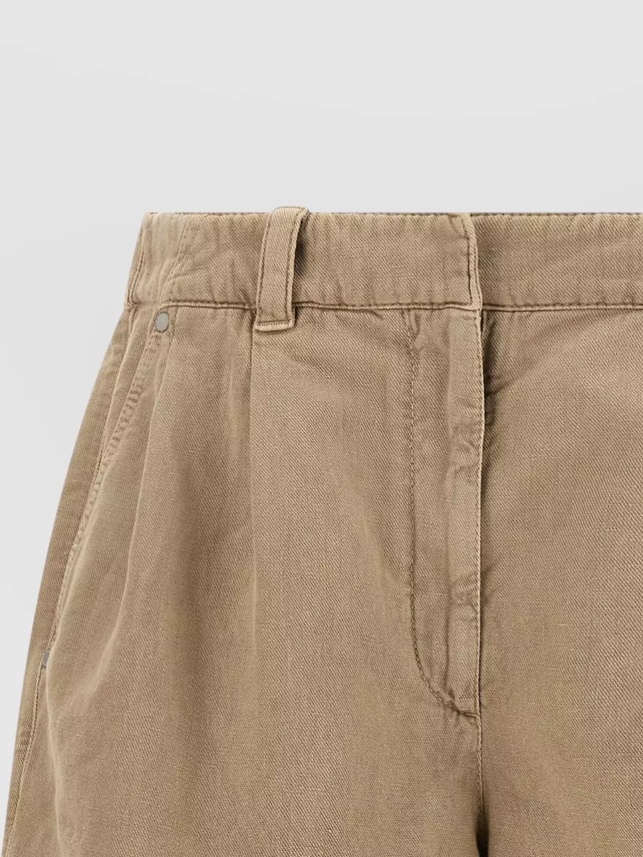 Brunello Cucinelli Cotton Linen Baggy Tailored Shorts