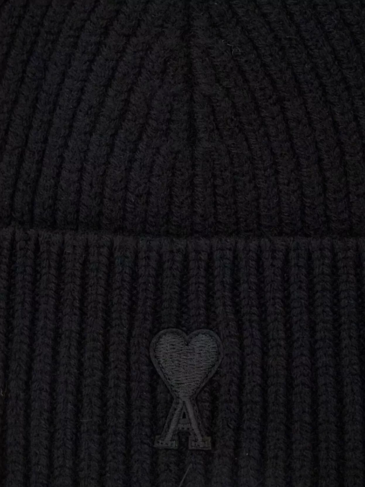 Ami Paris Casual Ribbed Knit Turn-Up Brim Hat