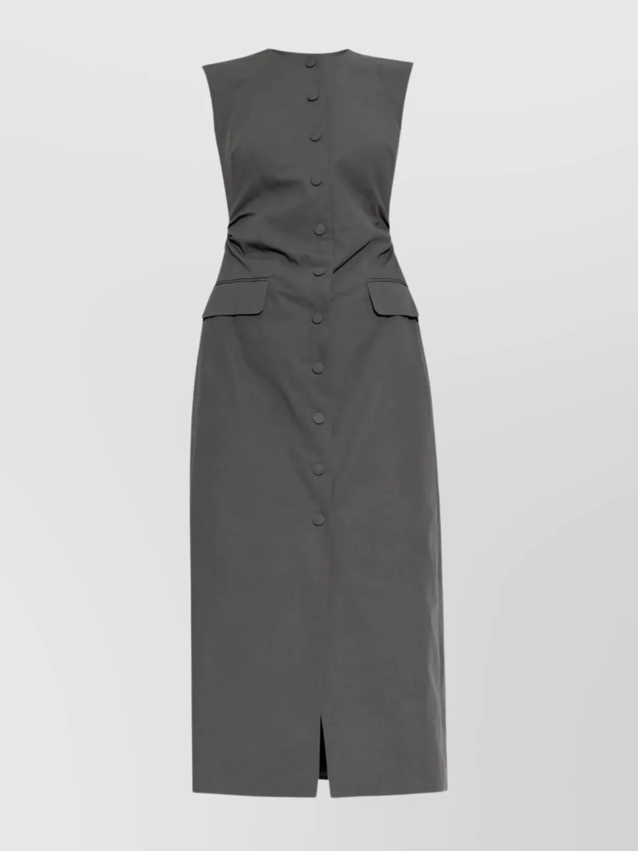 Dries Van Noten Long Midi Dress With Waist Belt And Pockets In Blue