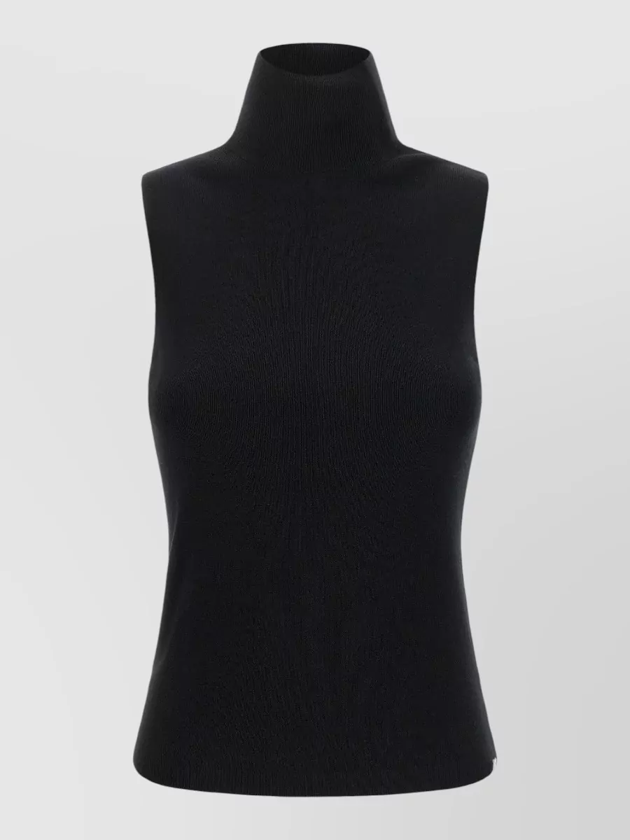 Extreme Cashmere Cashmere Ribbed Sleeveless Turtleneck Top
